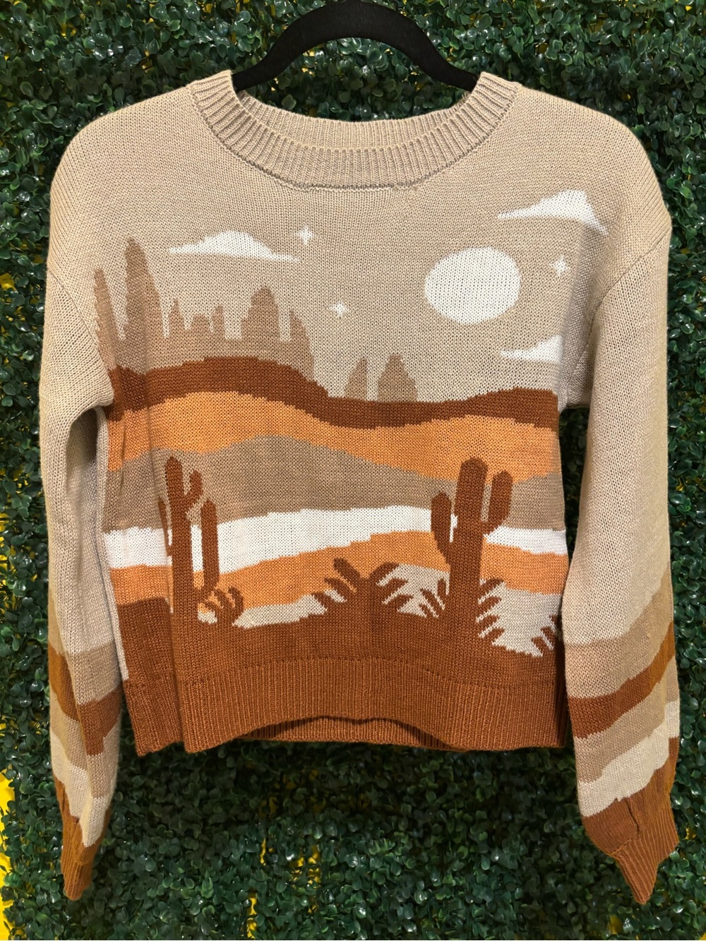 Desert Landscape Crewneck Sweater - Beige & Rust